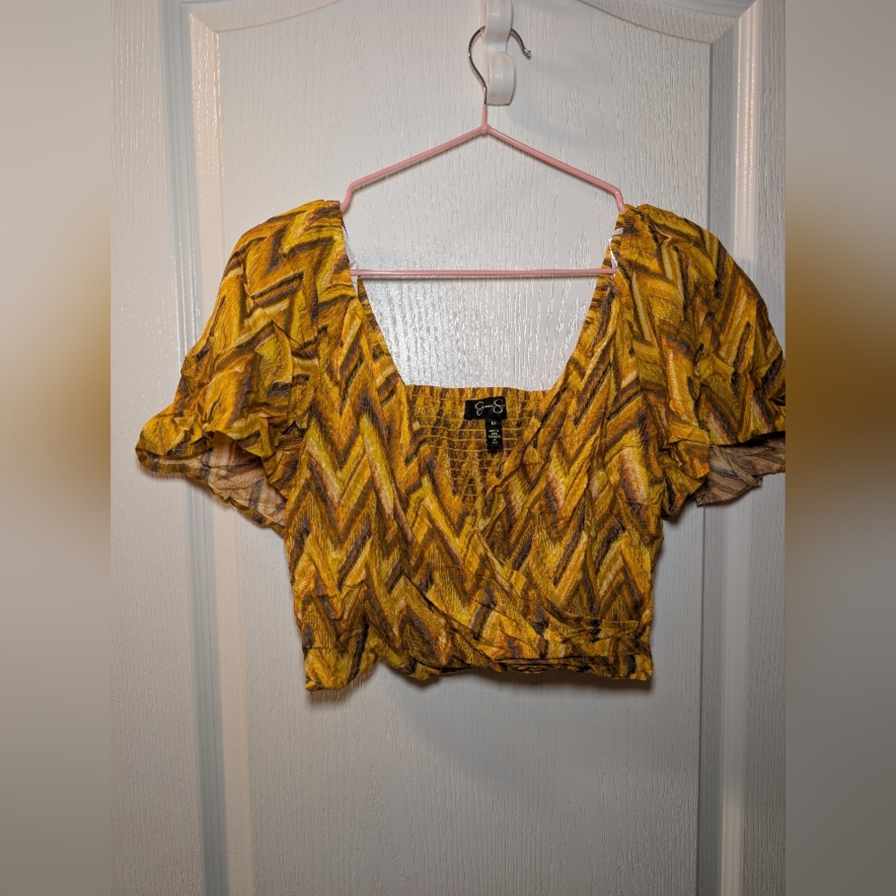 Jessica Simpson Yellow Chevron Blouse